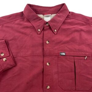The North Face Long Sleeve Hiking Shirt Button Up Faded Maroon Size Large A412